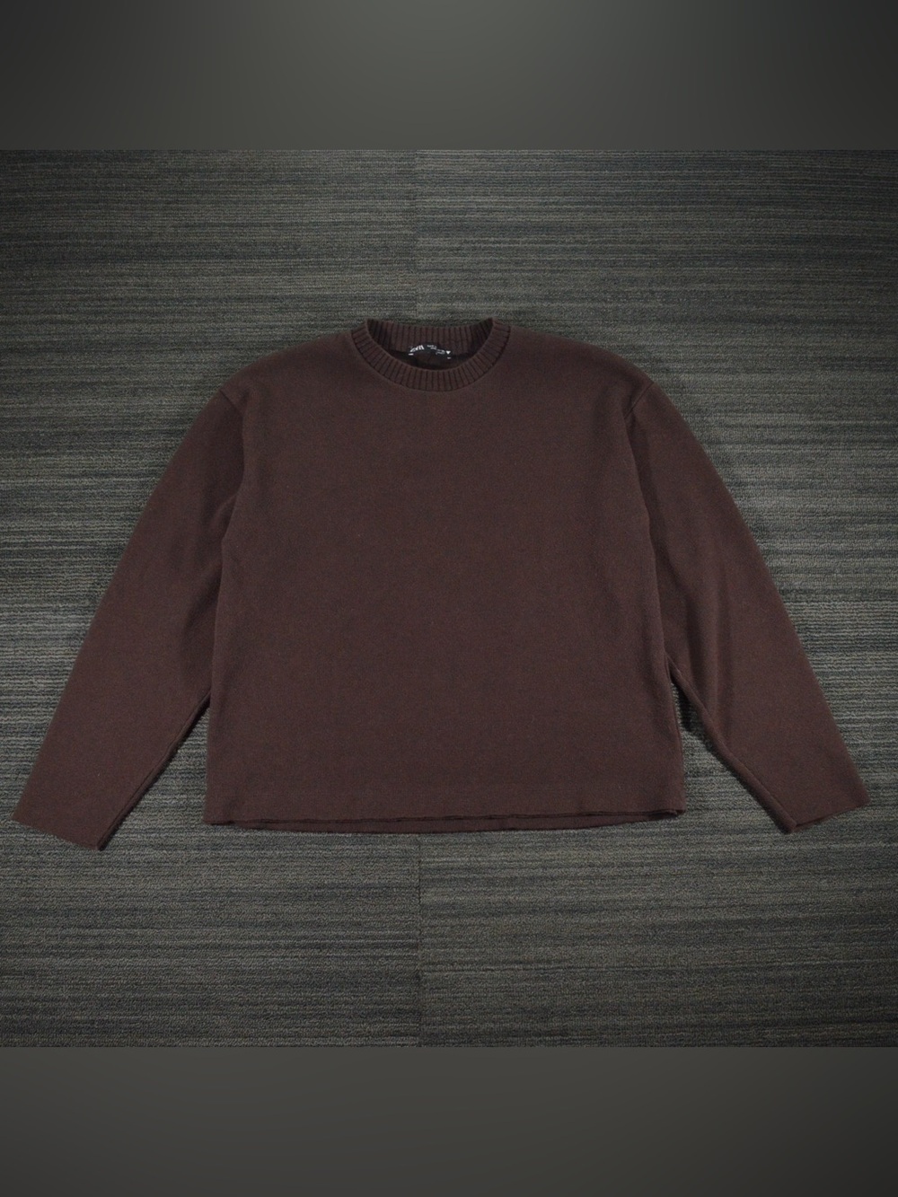 Zara Dark Brown Raw-Hem Cropped Sweater S